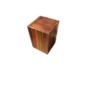 Ver imagem 2 de banco quadrado ripado colorido em madeira de demolição maciça