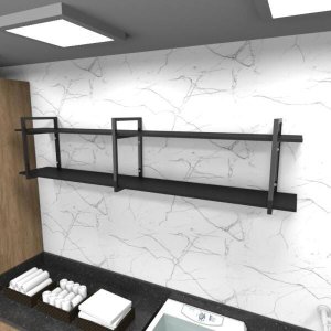 Prateleira Industrial para Lavanderia - Aço Preto - 180x30x40cm - Modelo Ind39
