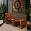 Ver imagem 2 de Poltrona Lotus com Puff para Jardim Varanda Gourmet Moderrna em Aço e Corda Náutica Resistente