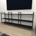 Ver imagem 1 de Rack Industrial Aço Cor Preto 180x30x68cm (C)x(L)x(A) Cor MDF Preto Modelo Ind35Prk