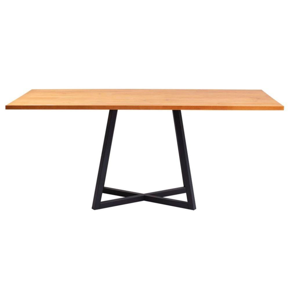 Mesa de Jantar Retangular Orlando Industrial Daf Móveis 180 x 90 cm Madeira Maciça Mel Aço Preto - 2