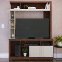 Ver imagem 4 de Estante Painel Tv 50 Pol 136cm Zani Nogueira Real/off White C05 - Mpozenato