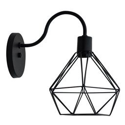 Kit 5 Arandela Diamante Poptem 1 Lampada Preto 29cm - 1
