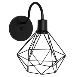 Kit 5 Arandela Diamante Poptem 1 Lampada Preto 29cm - 2