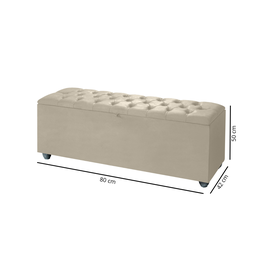 Baú Recamier Divã Sara Capitonê 80cm para Cama Solteiro - Av:preto - 6