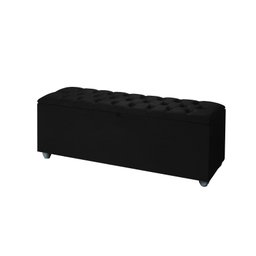 Baú Recamier Divã Sara Capitonê 80cm para Cama Solteiro - Av:preto - 2