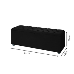 Baú Recamier Divã Sara Capitonê 80cm para Cama Solteiro - Av:preto - 3