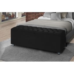Baú Recamier Divã Sara Capitonê 80cm para Cama Solteiro - Av:preto - 1