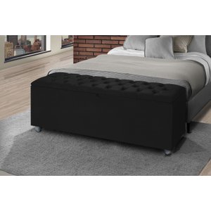 Baú Recamier Divã Sara Capitonê 80cm para Cama Solteiro - Av:preto