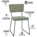 Ver imagem 3 de Cadeira Decorativa Estofada Para Sala De Jantar Base Em Aço Allana L02 Bouclê Oliva - Lyam Decor