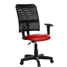 Cadeira de Escritório Giratória Tela com Braços Rv Cor Vermelho - 1