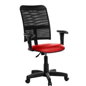 Cadeira de Escritório Giratória Tela com Braços Rv Cor Vermelho
