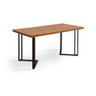Mesa Michigan 160cm Estilo Industrial com Pés de Madeira Castanho Base Preta - 2