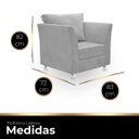 Ver imagem 3 de Poltrona Decorativa para Quarta, Sala e Escritorio Lisboa Suede Cinza Claro- Modena Decor