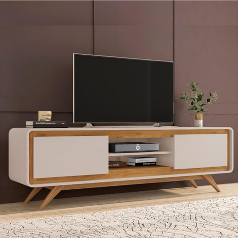 Rack para Tv Sala Channel com 1,80 de Largura e Porta Basculante - Off Nature