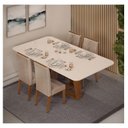 Ver imagem 5 de Mesa de Jantar Kiara Freijó Off White com 4 Cadeiras Yasmin Freijó Veludo Kraft - Dj Móveis