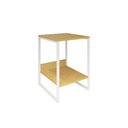 Ver imagem 2 de Mesa Cabeceira Industrial Tókio Base Ferro Branco Tampo Canela