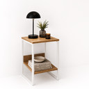 Ver imagem 2 de Mesa de Cabeceira Cama Lateral para Quarto Base Ferro Branco Tampo Canela