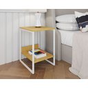 Ver imagem 1 de Mesa Cabeceira Industrial Tókio Base Ferro Branco Tampo Canela