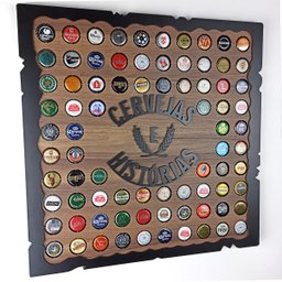 Quadro Porta Tampinhas De Cervejas Quadro Para Sala - Cervejas e Historias Nogal - 1