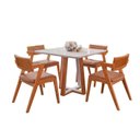 Ver imagem 3 de Conjunto Mesa Viena 4 Lugares com Tampo Off White e 4 Cadeiras em Madeira Maciça Estofadas Ímola