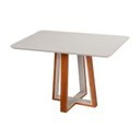 Ver mais imagens de Conjunto Mesa Viena 4 Lugares com Tampo Off White e 4 Cadeiras em Madeira Maciça Estofadas Ímola