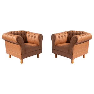 Kit 2 poltronas Chesterfield Capitonê Duque ECO Caramelo Decoração, Recepção, Salas de Tv e Estar