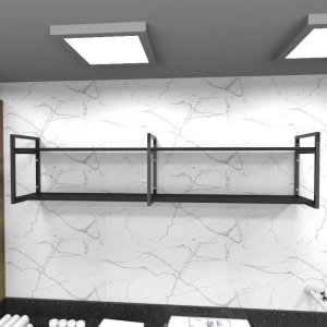 Prateleira Industrial para Lavanderia - Aço Preto - 180x30x40cm - Modelo Ind40