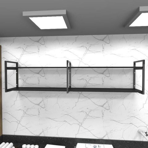 Prateleira Industrial para Lavanderia - Aço Preto - 180x30x40cm - Modelo Ind40