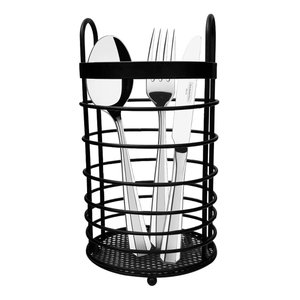 Industrial Black - Porta Talheres e Escorredor em Aço