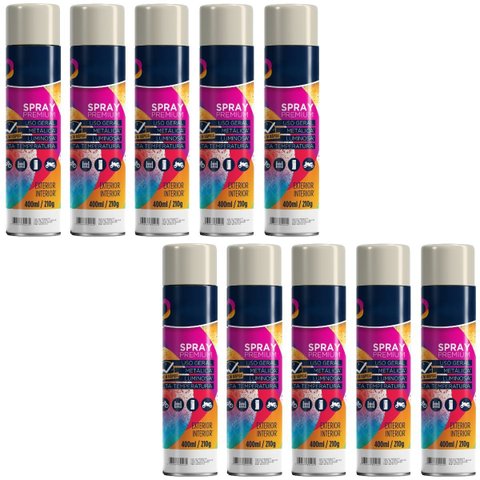 Tinta Spray 400ml Branco Brilhante Uso Geral em Aço Ferro Gesso Cerâmica Couro | Universo | Kit 10 U