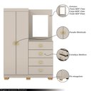Ver imagem 3 de Cômoda Roupeiro Allure 4 Gavetas 1 Espelho 2 Portas com Prateleiras Fendi G98 Gran Belo