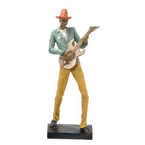 Escultura Musico Color com Guitarra Decorativo