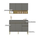 Ver imagem 5 de Kit Balcão de Pia com Tampo e Aereo 120 Cm 6 Portas 1 Gaveta Madrid - Gris/gris/cp-freijó