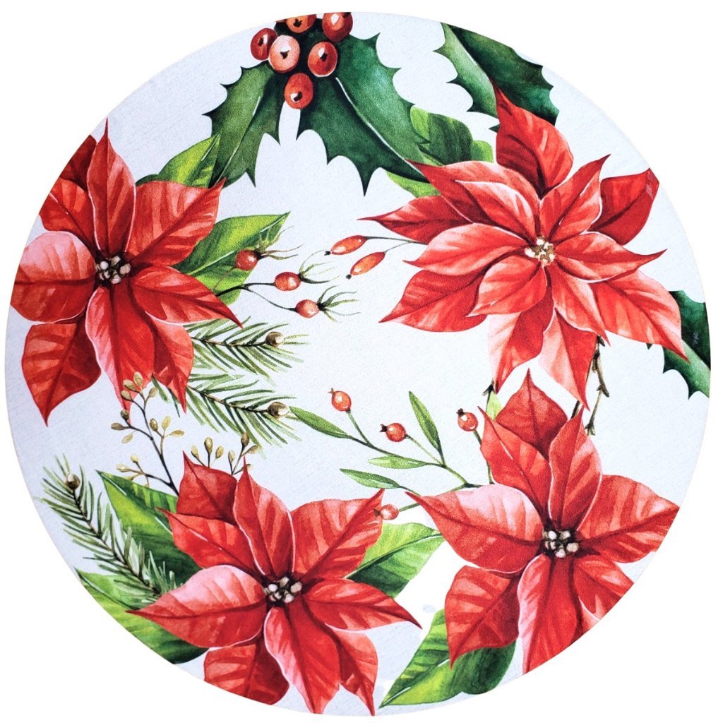 Kit 4 Capas Sousplat Flor de Natal Vermelha 35cmx35cm