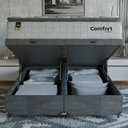 Ver imagem 6 de Cama Box Baú Queen + Colchão Comfort Class Pillow Top Branco/suede Cinza