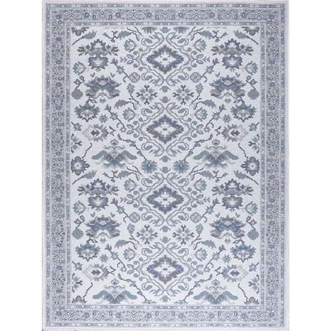 Tapete para Sala Funcional Medalhao 55 Cinza-Azul Claro 1,00X1,50M - J Serrano