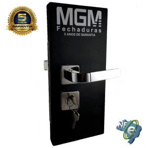 Fechadura de Porta Madeira Sala Externa Roseta Preta Fosco