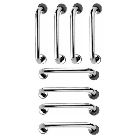 Alça de Apoio 30cm Inox Barra Kit 8 Unidades Cadeirante Idoso Banheiro Box Corrimao Segurança Acessi