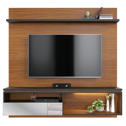 Painel Bancada Suspensa para Tv Até 60 Pol. com Espelho Enseada C05 Noce Milano/Preto - Mpozenato - 2