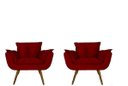 Ver imagem 1 de Jogo 2 Poltronas Decorativa Estofada Para Consultório Opala Suede Vermelho - LM DECOR