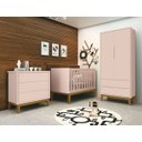Ver imagem 1 de Jogo de Quarto para Bebê Completo 2 Portas Classic New Rosa Fosco com Madeira - MoveisAqui
