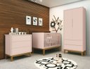 Ver imagem 1 de Jogo de Quarto para Bebê Completo 2 Portas Classic New Rosa Fosco com Madeira - MoveisAqui