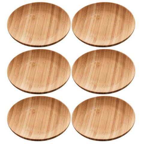 Kit 6 Pratos de Bambu 11cm Petiscos Aperitivos Entradas Mesa Posta Eventos Verona Lyor