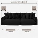 Ver imagem 4 de Sofá Retrátil 6 Lugares Veludo Armani 2,90 Mts Preto