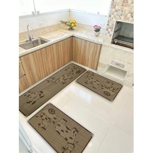 Jogo Tapete Cozinha Kit 3 Peças Sisal Antiderrapante Ks-80