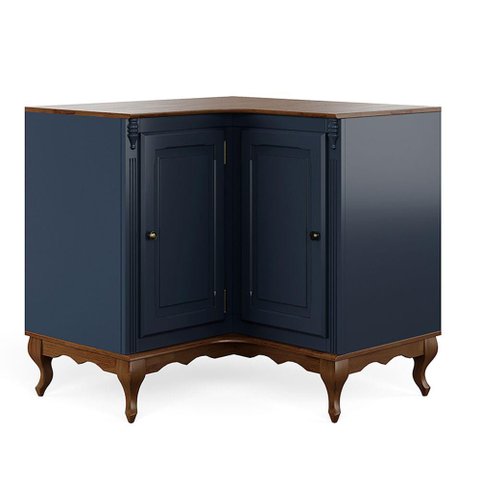 Balcão de Canto para Cozinha com 2 Portas Hannover - M560707 Cor Laca - Azul