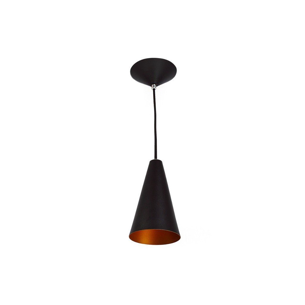 Pendente Cone Aluminio Decoracao Roveda:Preto com Cobre | MadeiraMadeira
