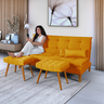 Kit Sofa Cama Mobly com 2 Banquetas Moderno Sala Quarto:amarelo - 1
