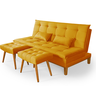 Kit Sofa Cama Mobly com 2 Banquetas Moderno Sala Quarto:amarelo - 2